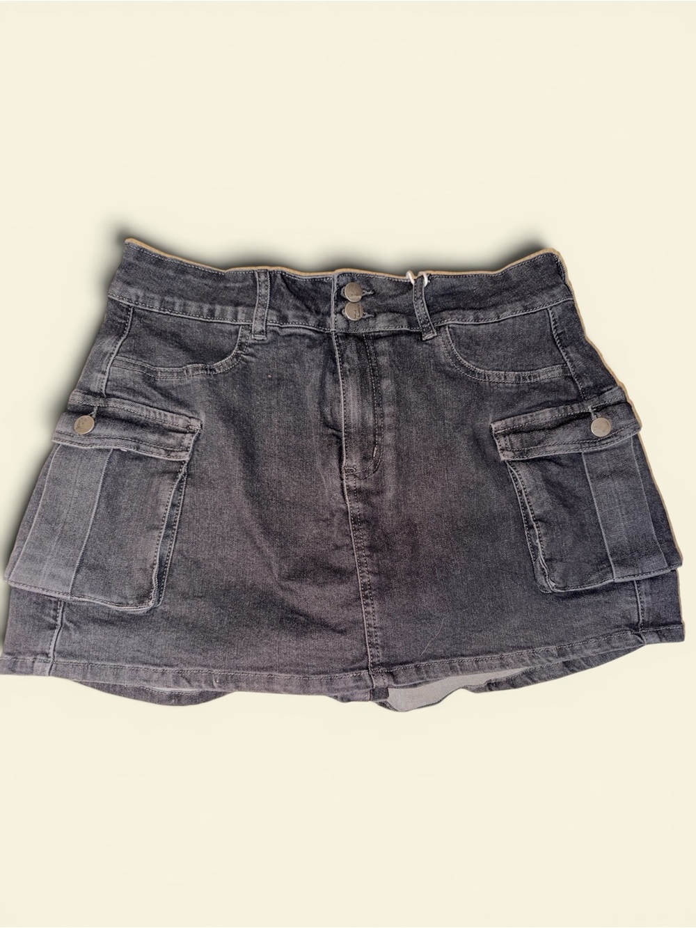 Black Denim Cargo Mini Shorts